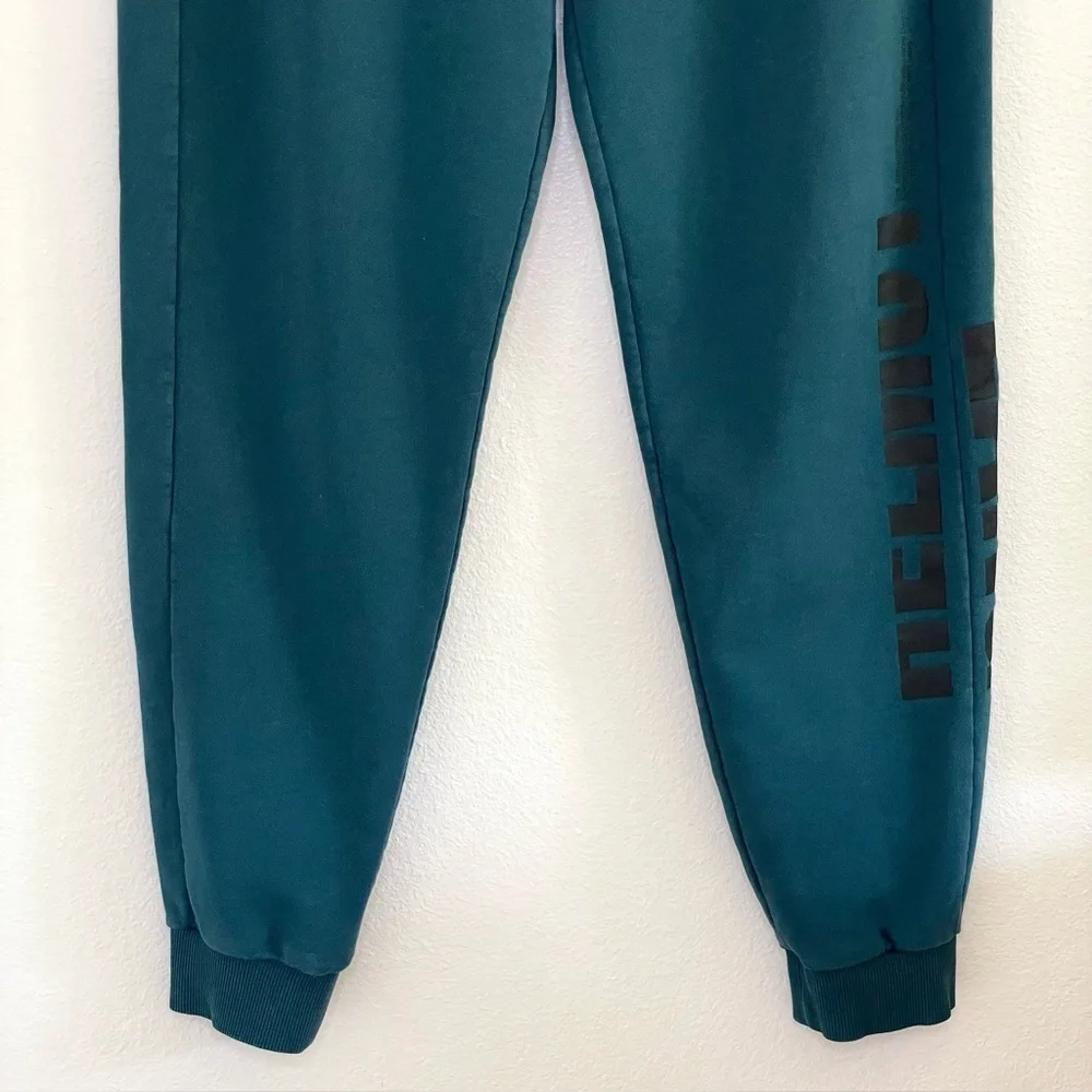 Helmut Lang Slim Logo Jogger Pant Drawstring Sweatpants Neptune Teal Small